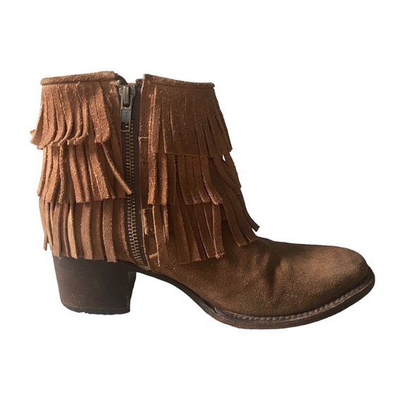 Freebird Belle Suede Leather Fringe Boho Brown Western Ankle Boot Fall Booties 7 - Picture 6 of 13